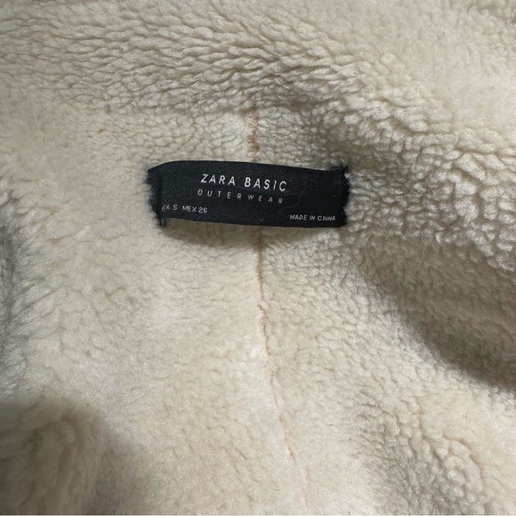 ZARA Basics | Faux Suede Shearling Sherpa Sunflower Moto Jacket womens small - Picture 7 of 7